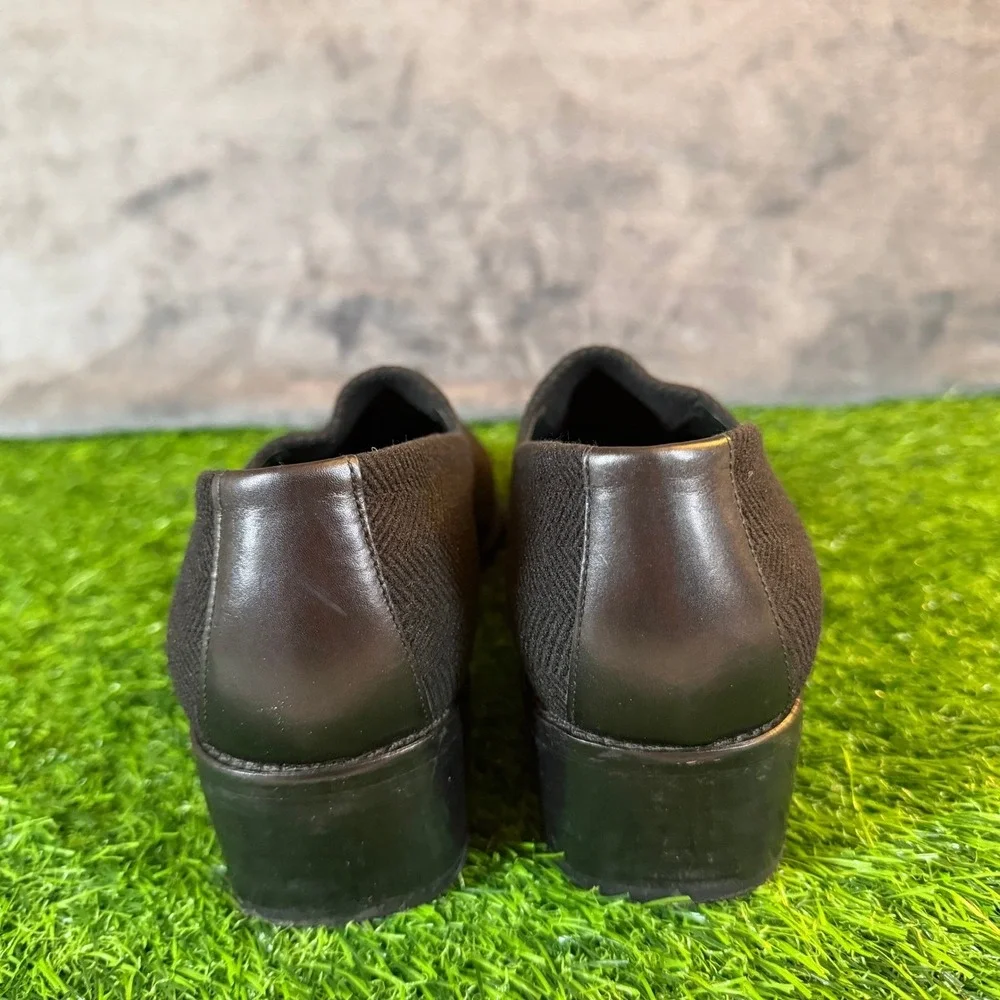 Donald J Pliner Black Herringbone Knit Slip On Loafers Shoes Women 8 M